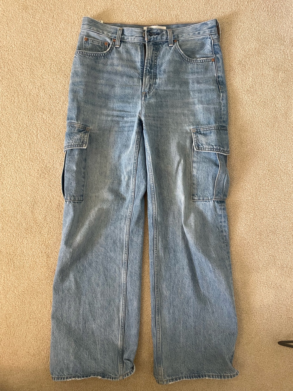 Aritzia Light Blue Wide-Leg Cargo Jeans